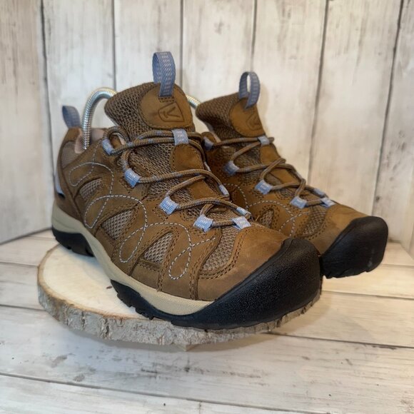 KEEN Shoes - Keen Womens Shasta Hiking Trail Lace Up Shoes Waterproof Brown Blue Size 7.5